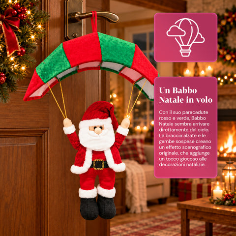 Weihnachtlicher Fallschirm zum Aufhängen, 80 cm, mit Weihnachtsfigur, 4 Figuren
