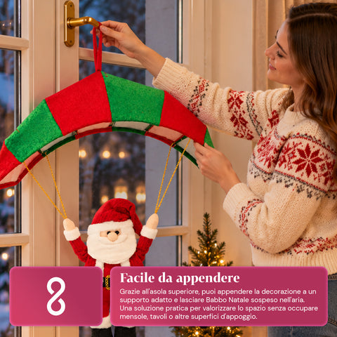 Weihnachtlicher Fallschirm zum Aufhängen, 80 cm, mit Weihnachtsfigur, 4 Figuren