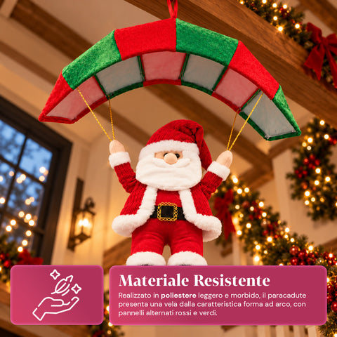 Weihnachtlicher Fallschirm zum Aufhängen, 80 cm, mit Weihnachtsfigur, 4 Figuren