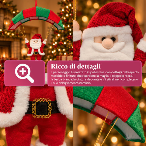 Weihnachtlicher Fallschirm zum Aufhängen, 80 cm, mit Weihnachtsfigur, 4 Figuren