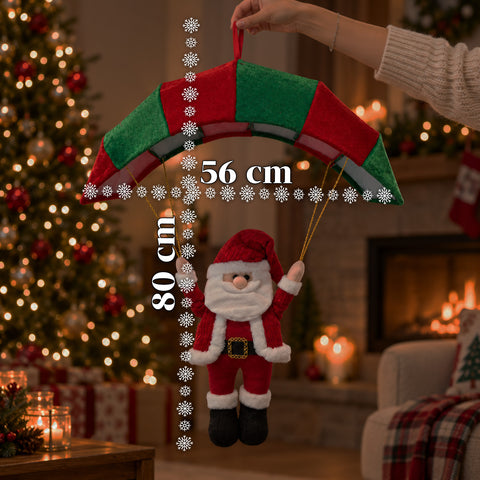 Weihnachtlicher Fallschirm zum Aufhängen, 80 cm, mit Weihnachtsfigur, 4 Figuren