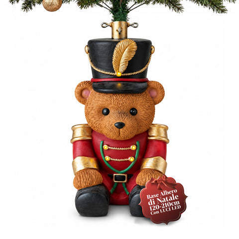 Beleuchteter Weihnachtsbaumständer „Teddybär-Soldat“ mit LED, 56,5 cm