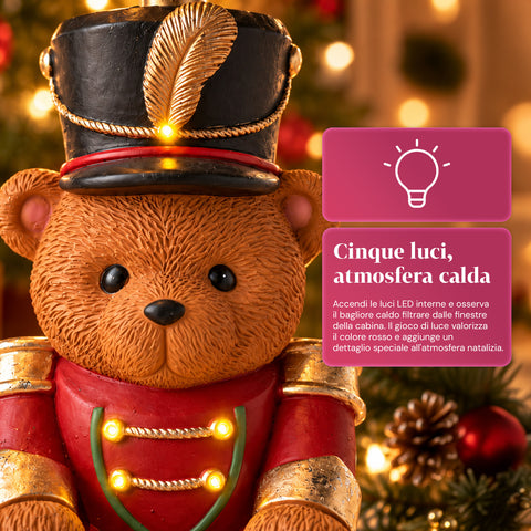 Beleuchteter Weihnachtsbaumständer „Teddybär-Soldat“ mit LED, 56,5 cm