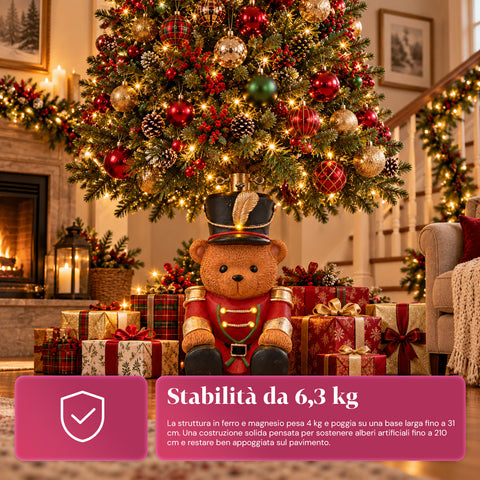 Beleuchteter Weihnachtsbaumständer „Teddybär-Soldat“ mit LED, 56,5 cm