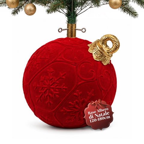 Roter Weihnachtsbaumständer in Kugelform, Ø42 cm, Samteffekt