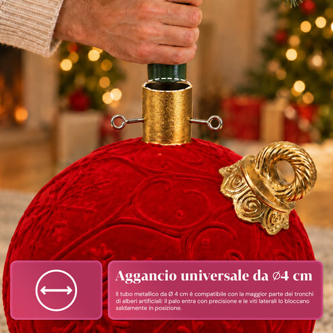 Roter Weihnachtsbaumständer in Kugelform, Ø42 cm, Samteffekt