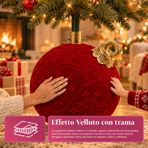 Roter Weihnachtsbaumständer in Kugelform, Ø42 cm, Samteffekt