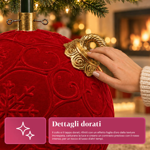Roter Weihnachtsbaumständer in Kugelform, Ø42 cm, Samteffekt