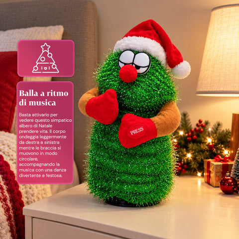 Tanzender Weihnachtsbaum, 32 cm, mit Musik und Weihnachtshut