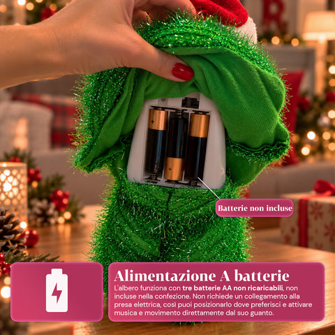 Tanzender Weihnachtsbaum, 32 cm, mit Musik und Weihnachtshut