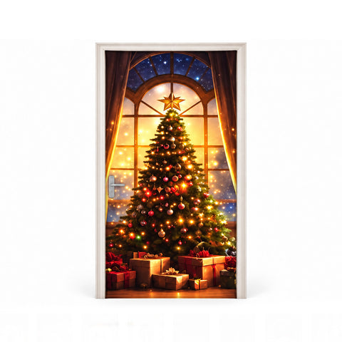 Weihnachtlicher Türbehang, dekorativer Türstoff 90x220 cm, 8 Designs, Weihnachtsdekoration mit Digitaldruck