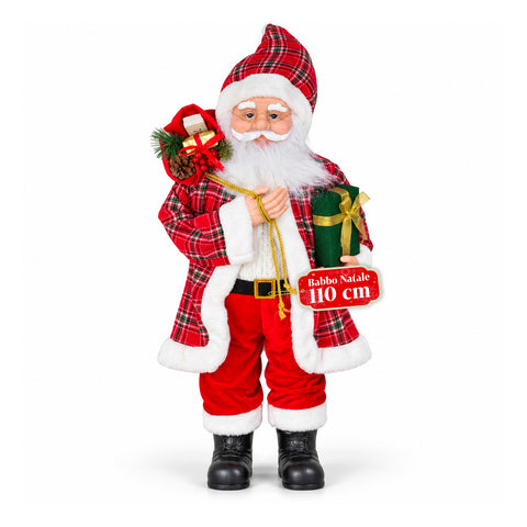 Weihnachtsfigur Weihnachtsmann und Weihnachtsfrau h110cm, Dekoration für Zuhause, Geschäfte und Schaufenster, 2 auswählbare Varianten mit Tannenzweigen und Tannenzapfen