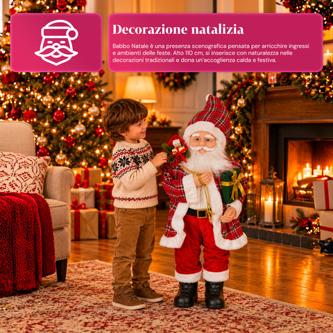 Weihnachtsfigur Weihnachtsmann und Weihnachtsfrau h110cm, Dekoration für Zuhause, Geschäfte und Schaufenster, 2 auswählbare Varianten mit Tannenzweigen und Tannenzapfen