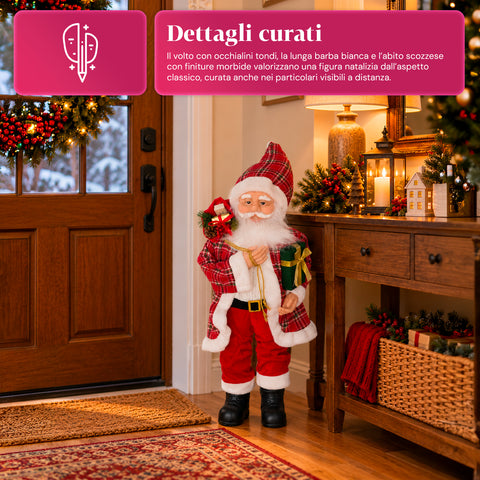 Weihnachtsfigur Weihnachtsmann und Weihnachtsfrau h110cm, Dekoration für Zuhause, Geschäfte und Schaufenster, 2 auswählbare Varianten mit Tannenzweigen und Tannenzapfen