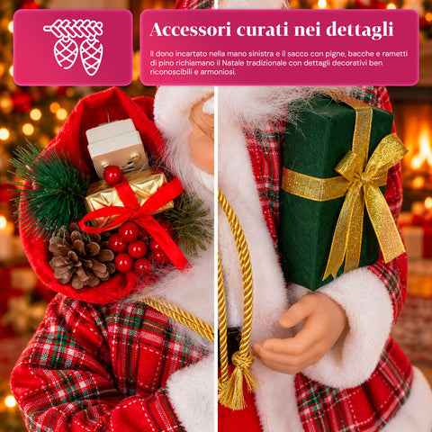 Weihnachtsfigur Weihnachtsmann und Weihnachtsfrau h110cm, Dekoration für Zuhause, Geschäfte und Schaufenster, 2 auswählbare Varianten mit Tannenzweigen und Tannenzapfen