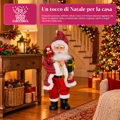 Weihnachtsfigur Weihnachtsmann und Weihnachtsfrau h110cm, Dekoration für Zuhause, Geschäfte und Schaufenster, 2 auswählbare Varianten mit Tannenzweigen und Tannenzapfen
