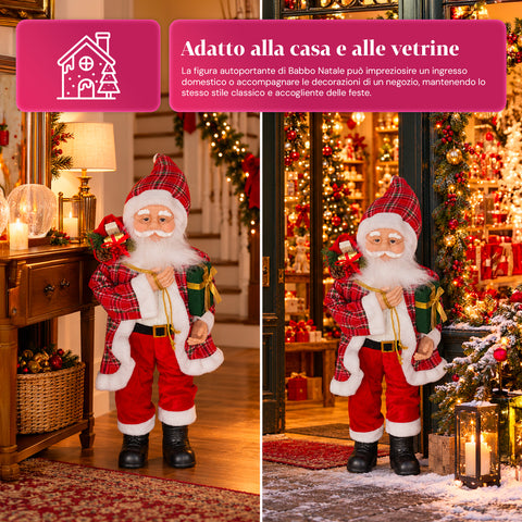 Weihnachtsfigur Weihnachtsmann und Weihnachtsfrau h110cm, Dekoration für Zuhause, Geschäfte und Schaufenster, 2 auswählbare Varianten mit Tannenzweigen und Tannenzapfen