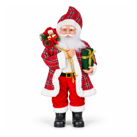 Weihnachtsfigur Weihnachtsmann und Weihnachtsfrau h110cm, Dekoration für Zuhause, Geschäfte und Schaufenster, 2 auswählbare Varianten mit Tannenzweigen und Tannenzapfen
