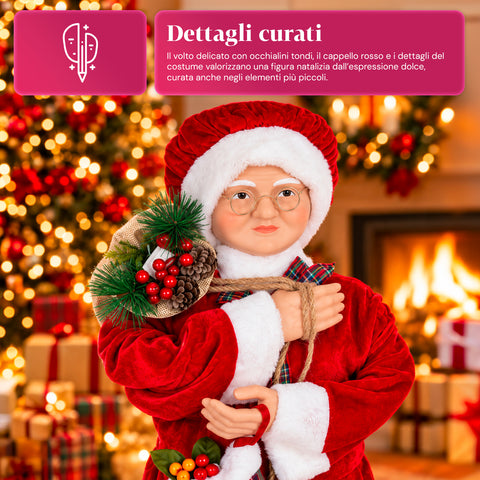 Weihnachtsfigur Weihnachtsmann und Weihnachtsfrau h110cm, Dekoration für Zuhause, Geschäfte und Schaufenster, 2 auswählbare Varianten mit Tannenzweigen und Tannenzapfen
