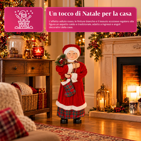 Weihnachtsfigur Weihnachtsmann und Weihnachtsfrau h110cm, Dekoration für Zuhause, Geschäfte und Schaufenster, 2 auswählbare Varianten mit Tannenzweigen und Tannenzapfen