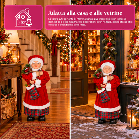 Weihnachtsfigur Weihnachtsmann und Weihnachtsfrau h110cm, Dekoration für Zuhause, Geschäfte und Schaufenster, 2 auswählbare Varianten mit Tannenzweigen und Tannenzapfen