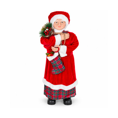 Weihnachtsfigur Weihnachtsmann und Weihnachtsfrau h110cm, Dekoration für Zuhause, Geschäfte und Schaufenster, 2 auswählbare Varianten mit Tannenzweigen und Tannenzapfen