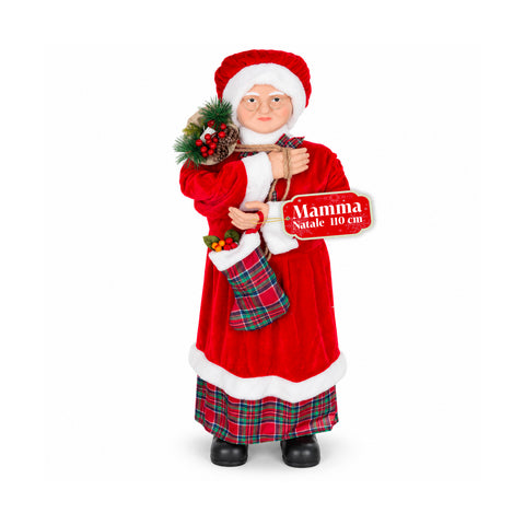 Weihnachtsfigur Weihnachtsmann und Weihnachtsfrau h110cm, Dekoration für Zuhause, Geschäfte und Schaufenster, 2 auswählbare Varianten mit Tannenzweigen und Tannenzapfen