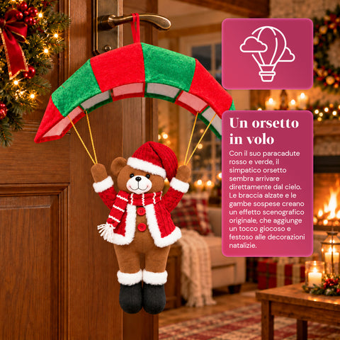 Weihnachtlicher Fallschirm zum Aufhängen, 80 cm, mit Weihnachtsfigur, 4 Figuren
