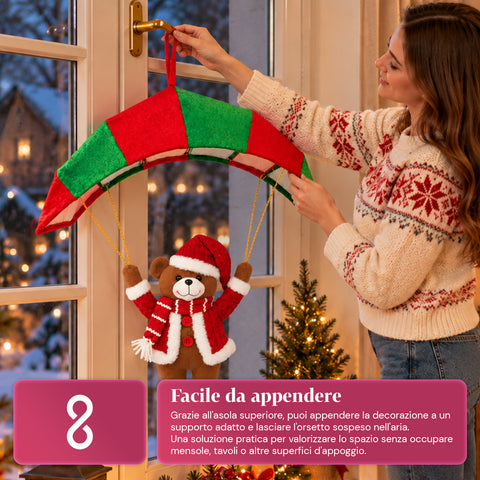 Weihnachtlicher Fallschirm zum Aufhängen, 80 cm, mit Weihnachtsfigur, 4 Figuren