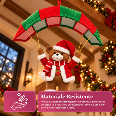 Weihnachtlicher Fallschirm zum Aufhängen, 80 cm, mit Weihnachtsfigur, 4 Figuren