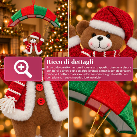 Weihnachtlicher Fallschirm zum Aufhängen, 80 cm, mit Weihnachtsfigur, 4 Figuren