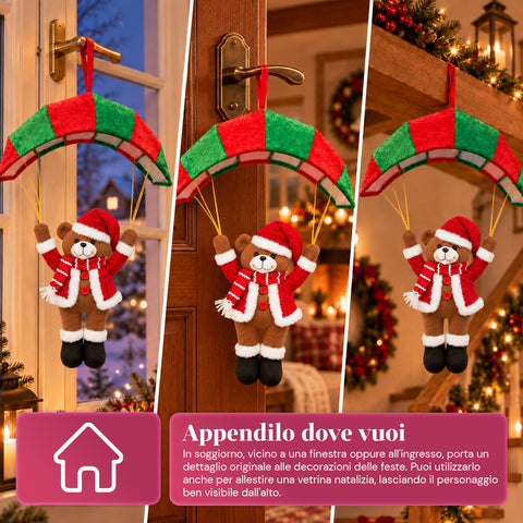 Weihnachtlicher Fallschirm zum Aufhängen, 80 cm, mit Weihnachtsfigur, 4 Figuren