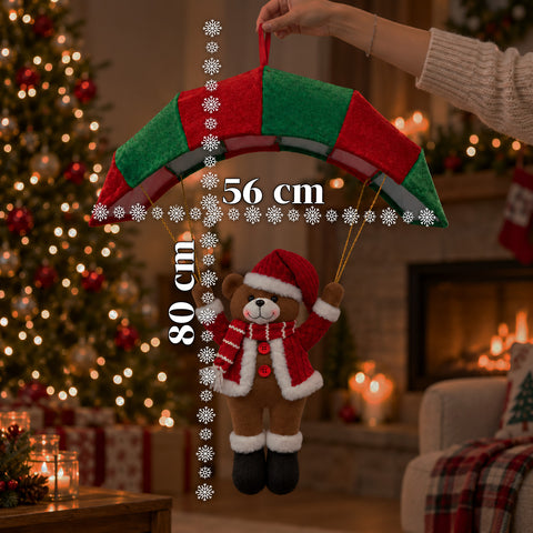 Weihnachtlicher Fallschirm zum Aufhängen, 80 cm, mit Weihnachtsfigur, 4 Figuren