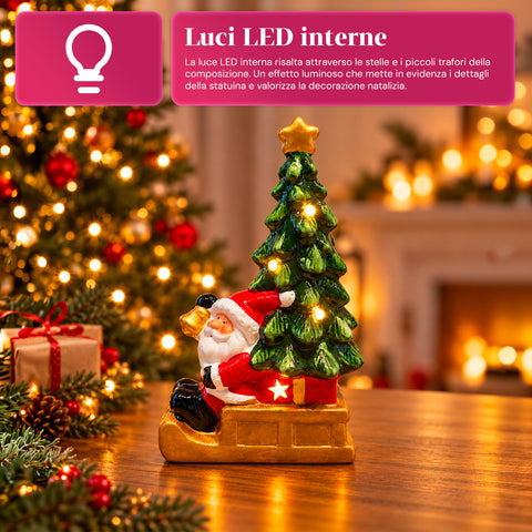 Leuchtende Weihnachts-Keramikfigur 26 cm mit LED, 10 Motive
