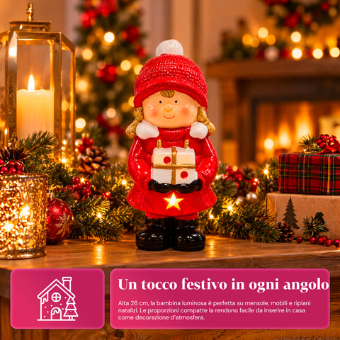 Leuchtende Weihnachts-Keramikfigur 26 cm mit LED, 10 Motive