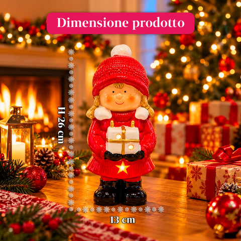 Leuchtende Weihnachts-Keramikfigur 26 cm mit LED, 10 Motive