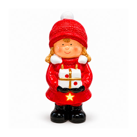 Leuchtende Weihnachts-Keramikfigur 26 cm mit LED, 10 Motive