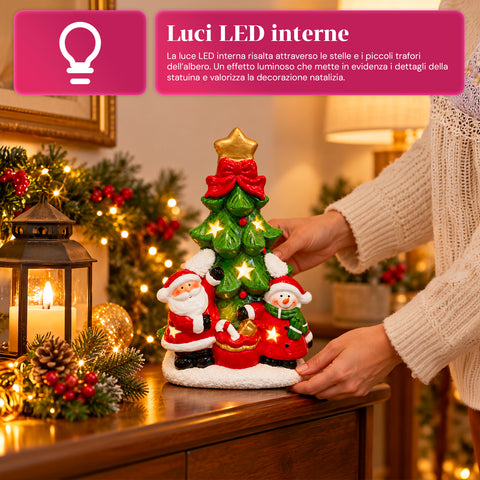 Leuchtende Weihnachts-Keramikfigur 26 cm mit LED, 10 Motive