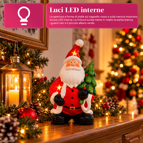 Leuchtende Weihnachts-Keramikfigur 26 cm mit LED, 10 Motive