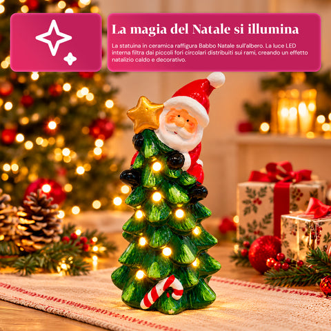 Leuchtende Weihnachts-Keramikfigur 26 cm mit LED, 10 Motive