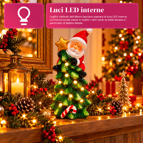 Leuchtende Weihnachts-Keramikfigur 26 cm mit LED, 10 Motive
