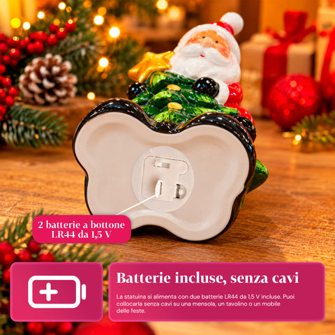 Leuchtende Weihnachts-Keramikfigur 26 cm mit LED, 10 Motive