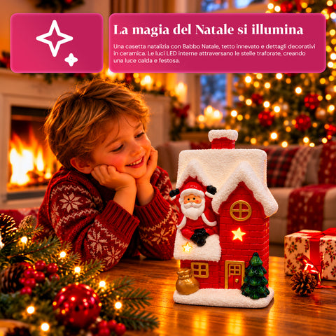 Leuchtende Weihnachts-Keramikfigur 26 cm mit LED, 10 Motive