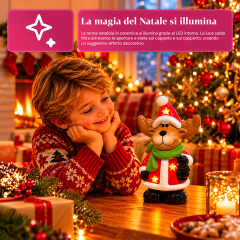 Leuchtende Weihnachts-Keramikfigur 26 cm mit LED, 10 Motive