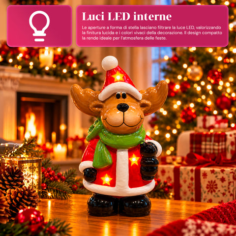 Leuchtende Weihnachts-Keramikfigur 26 cm mit LED, 10 Motive