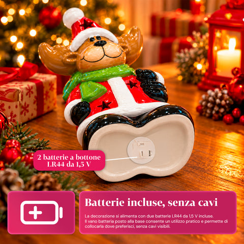 Leuchtende Weihnachts-Keramikfigur 26 cm mit LED, 10 Motive
