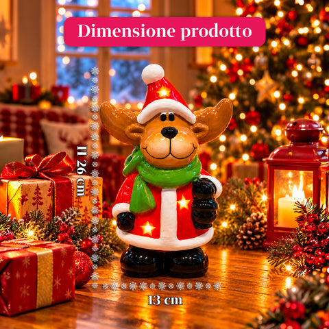 Leuchtende Weihnachts-Keramikfigur 26 cm mit LED, 10 Motive