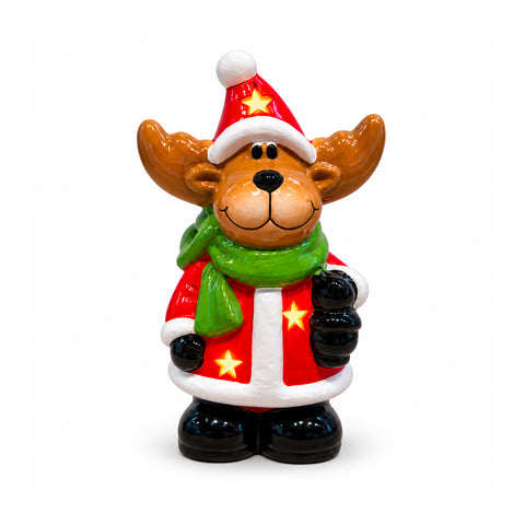 Leuchtende Weihnachts-Keramikfigur 26 cm mit LED, 10 Motive