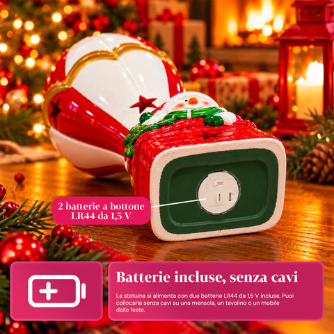 Leuchtende Weihnachts-Keramikfigur 26 cm mit LED, 10 Motive