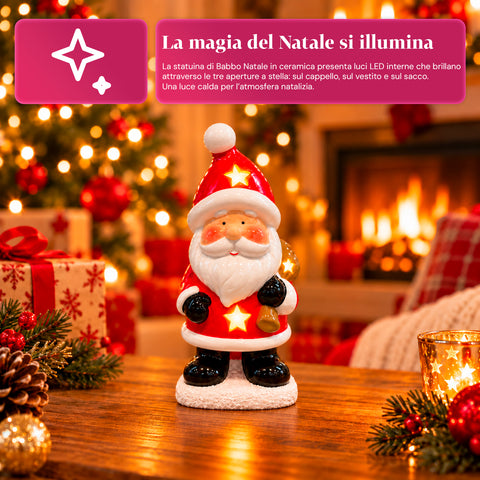 Leuchtende Weihnachts-Keramikfigur 26 cm mit LED, 10 Motive